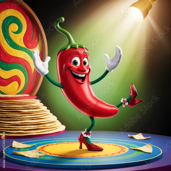 Fototapeta red chili playing