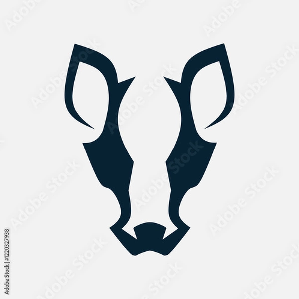 Fototapeta Dog minimalist logo. Simple negative space vector design. Isolated with soft background.