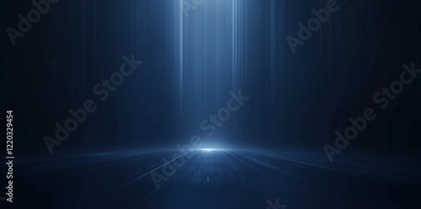 Fototapeta blue light background，Simple space light beam shining down from above background