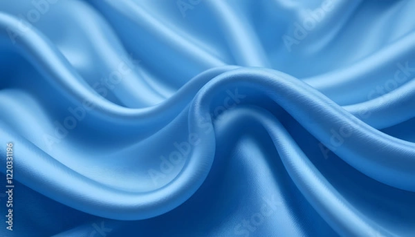 Obraz Luxurious Blue Satin Silk Texture in 4K Resolution, Featuring Soft Flowing Waves for Fashion, Interior, and High-End Design Projects.