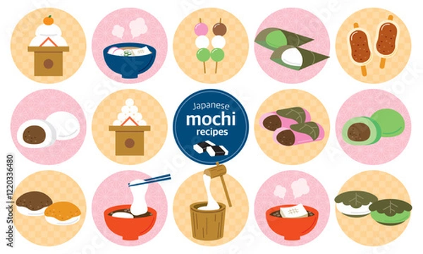 Obraz かわいいお餅のイラストセット