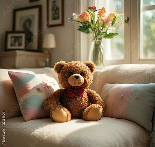 Fototapeta teddy bear on bed