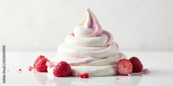 Fototapeta Delicate yogurt splash splashes against the stillness of pure white, dessert item, velvety yogurt