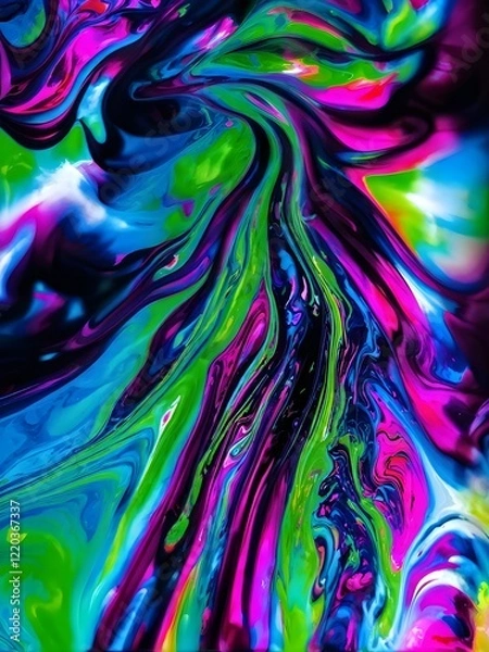 Fototapeta dynamic abstract background with swirling liquid patterns and colorful light refraction