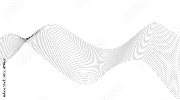 Obraz Abstract colorful wave element for design. Digital frequency track equalizer. Stylized line art background. Vector illustration. Wave with lines created using blend tool. Curved wavy line, smooth, 