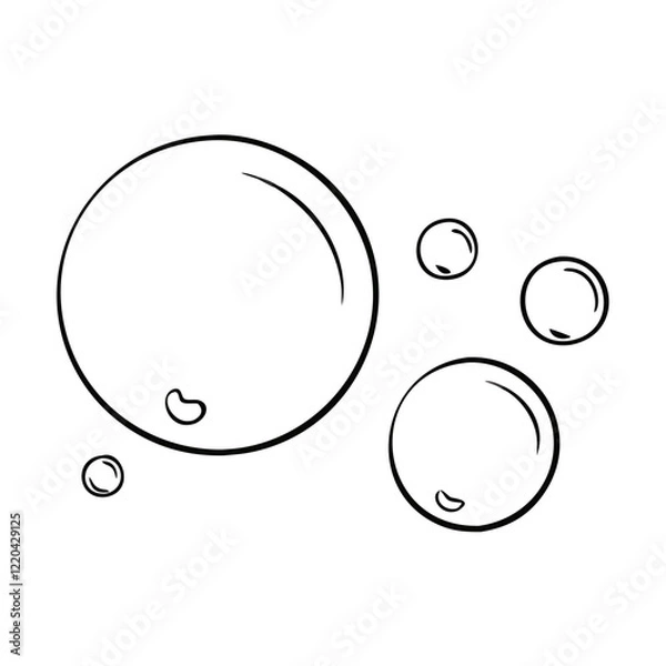 Fototapeta Hand-drawn soap bubbles in minimalistic style