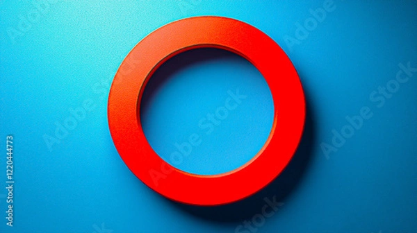 Obraz red circle frame on teal background