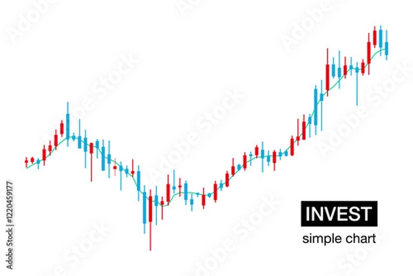 Obraz シンプルな株価投資のグラフチャートイメージ、ベクター背景画像