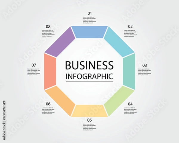 Fototapeta Business Infographic hexagon modern design template for banners and infographics for 8 line step 