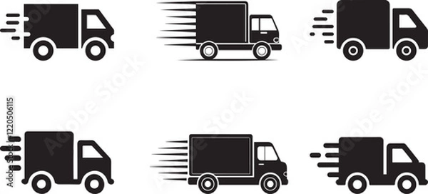 Fototapeta Fast shipping delivery truck flat icon for apps and websites
