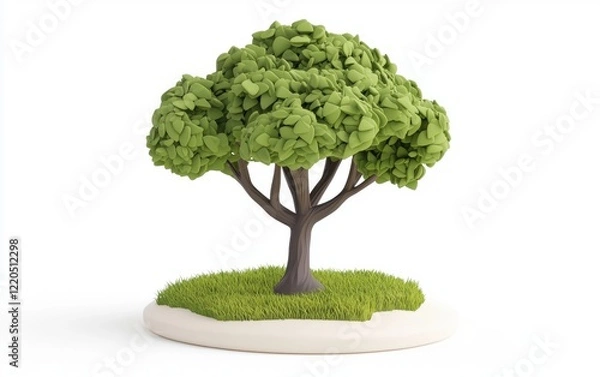 Fototapeta 3D icon plastiline tree isolated on a white background