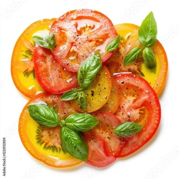 Fototapeta  Raw Heirloom Tomato Carpaccio with Basil