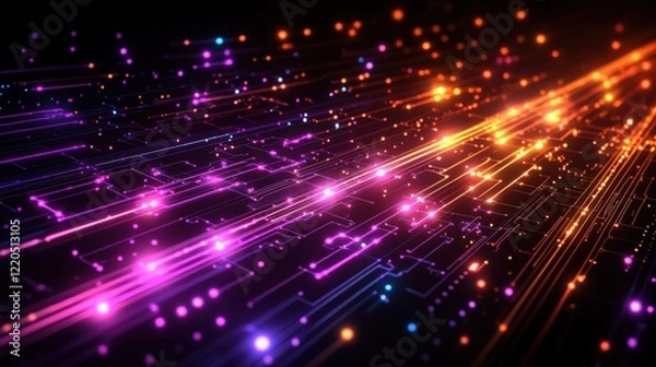 Fototapeta Dynamic Abstract Digital Data Flow Background