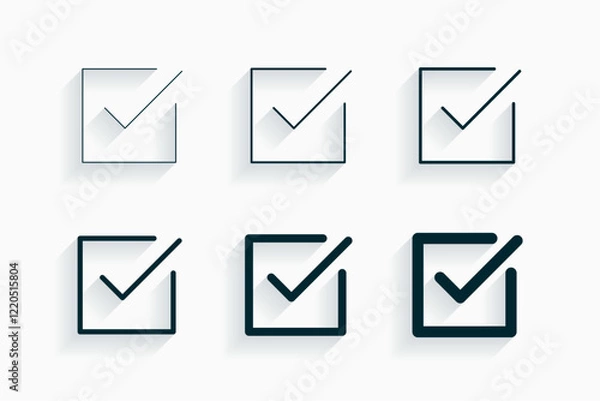 Fototapeta pack of verify checkmark tick thin, bold element design