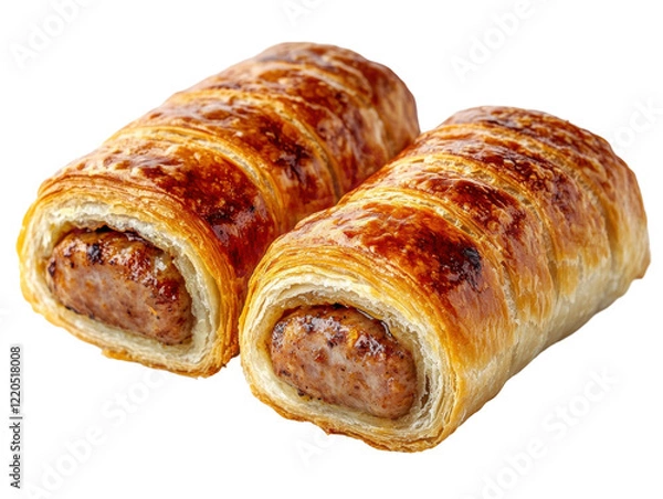 Fototapeta Isolated Two Baked Sausage Rolls
