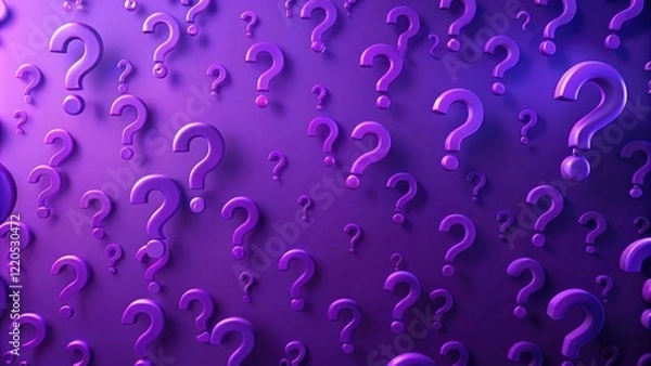 Fototapeta Abstract Purple Background with Numerous Question Marks Representing Uncertainty and Inquiry