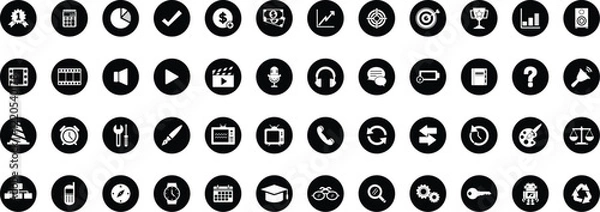Fototapeta Set Vector Flat Line Icons Office and Business