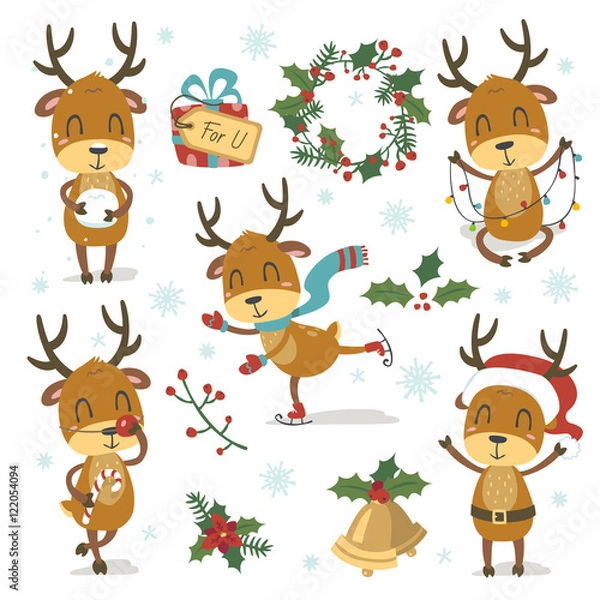 Obraz vector Christmass deer set