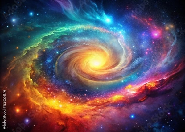 Fototapeta Abstract Cosmic Texture Background with Space for Advertisement - Double Exposure Style Stock Photo