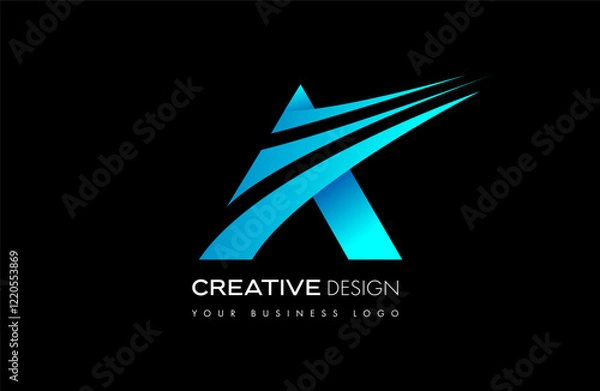 Fototapeta A letter logo design with creative curved lines shapes Vector