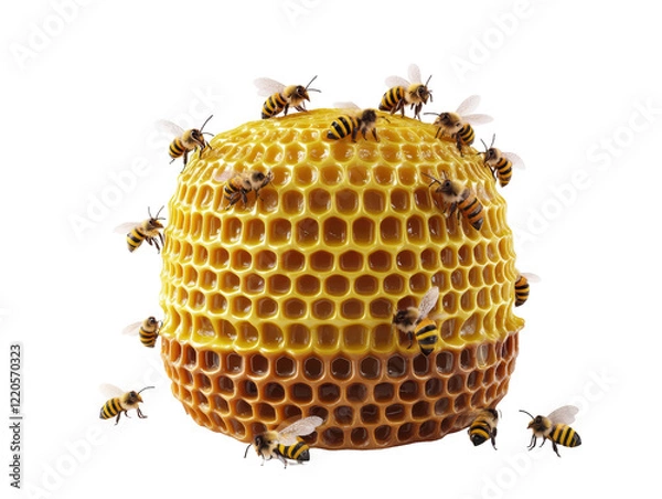 Fototapeta Isolated Honeycomb with Bees