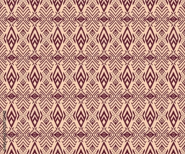Fototapeta Ikat Bohemian red and brown style pattern