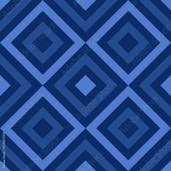 Fototapeta Seamless diamond pattern background in blue.