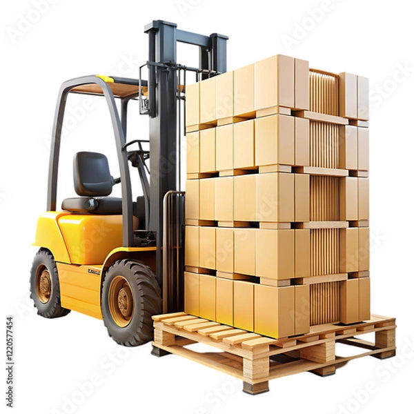 Fototapeta forklift with boxes