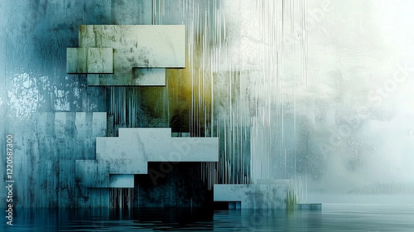Fototapeta Cascading Geometric Waterfalls in Modern Abstract Style