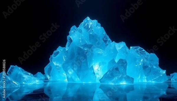 Obraz Luminous Blue Ice Crystals Reflecting In Dark Water