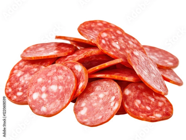 Fototapeta Isolated Pile of Sliced Salami