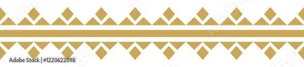 Fototapeta Gold ethnic ornament with geometric tribal border pattern.