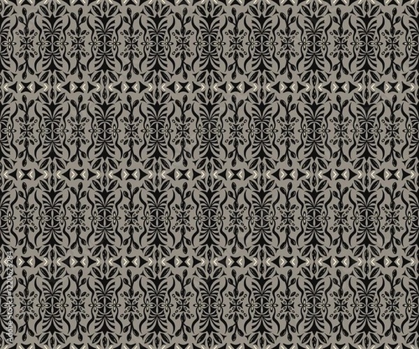 Fototapeta Boho ikat black grey ancient style pattern