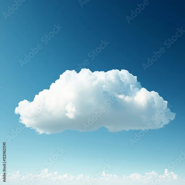 Fototapeta Single Cumulus Cloud Against a Vivid Azure Sky