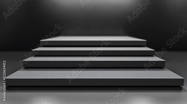 Fototapeta Dark steps for product display in dark studio