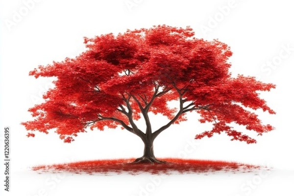 Fototapeta 3D Red Maple Tree Isolated and White Background 