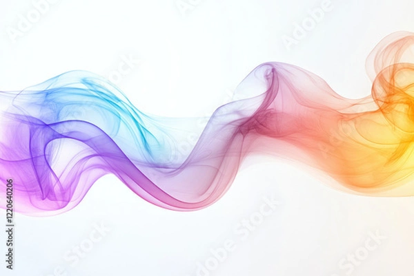 Fototapeta Abstract colorful smoke wave, flowing vibrant hues on white background.