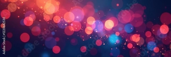 Fototapeta Shimmering, multicolored bokeh orbs, soft focus , festival, fantasy, rainbow