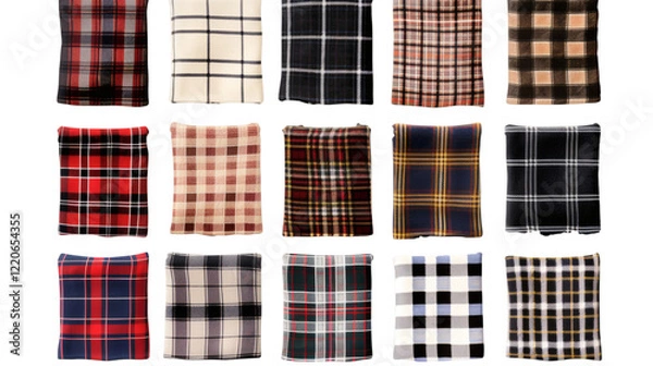 Obraz Set of checkered plaids, isolated on a white background