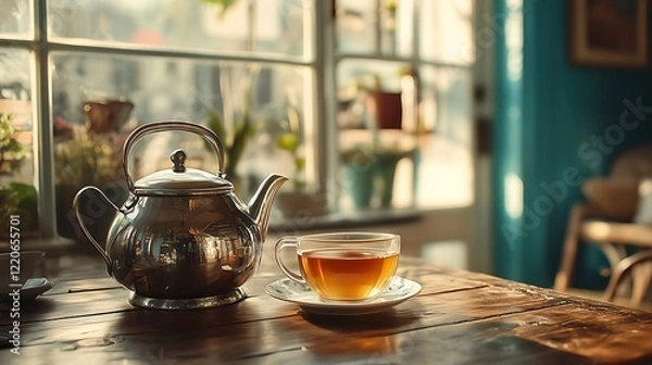 Fototapeta teapot and cup of tea