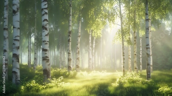 Fototapeta misty morning in the forest