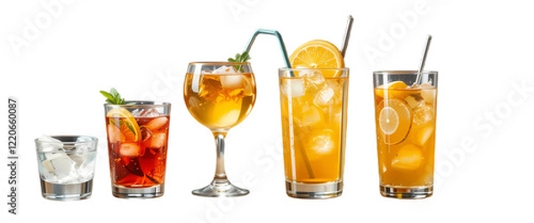 Fototapeta colorful beverage illustrations isolated on white