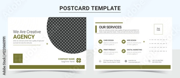 Fototapeta Corporate business or marketing agency postcard template design or amazing and modern eddm postcard design template layout. Vector postcard design.
