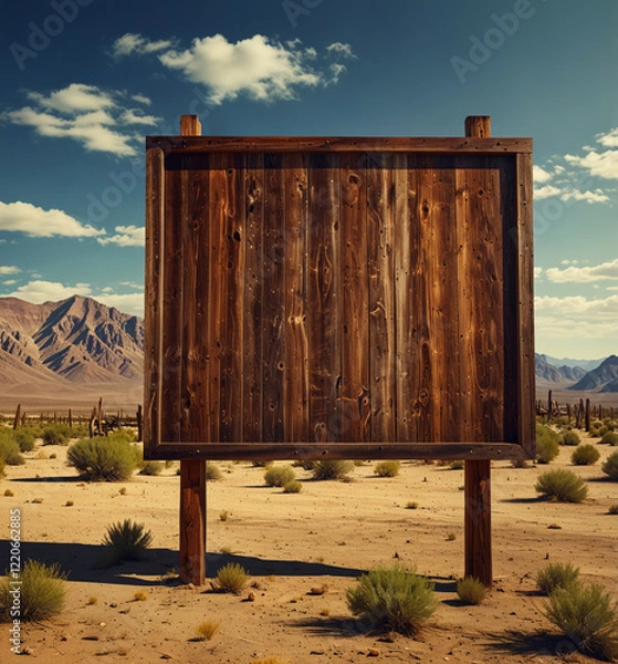 Fototapeta Antique billboard in the middle of desert. Generative AI
