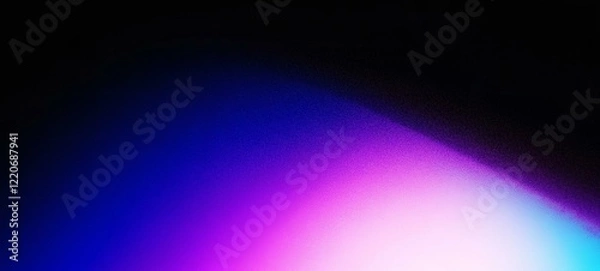 Fototapeta Purple blue abstract gradient shape on black background dark noise grainy texture glowing banner copy space