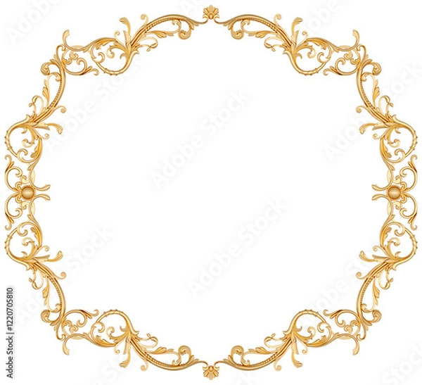 Obraz Golden frame on transparent background, cut out, 3D render