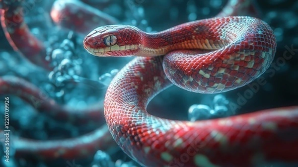 Fototapeta snake venom interacts with the human nervous system, illustrating its potential for use in pain management and other medical treatments.