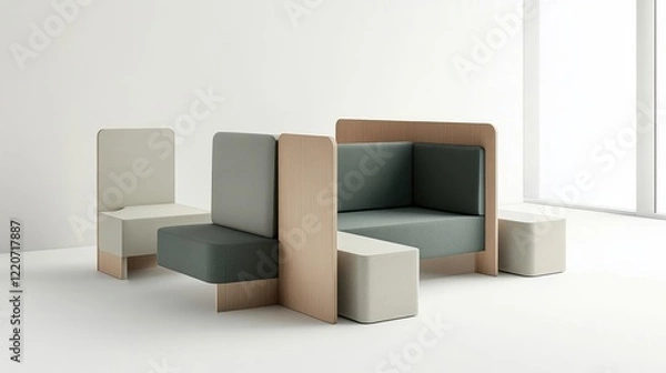 Fototapeta Modern Minimalist Furniture Set for Contemporary Spaces