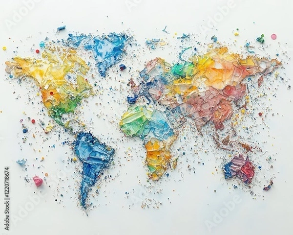 Fototapeta Visualizing global microplastic pollution a comprehensive world map analysis of environmental impact
