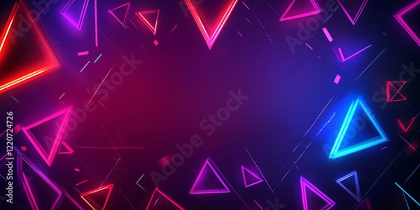 Obraz A dynamic and vibrant abstract composition featuring intersecting lines of neon light. The contrasting colors of pink and blue